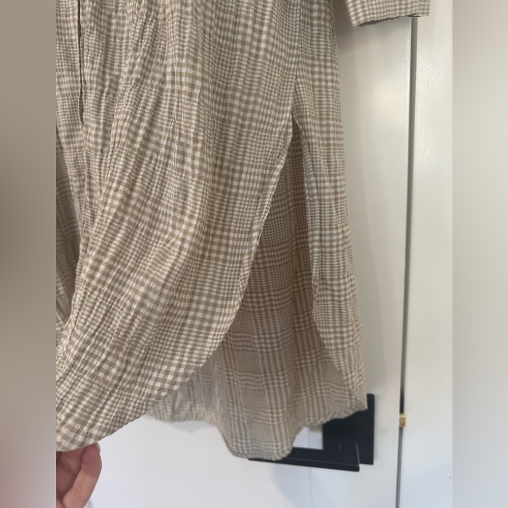 Maeve Plaid Button-Up Crinkled Shirt Dress - Picture 5 of 7